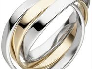 JOBO Fingerring Wickelring, 3-reihig verschlungen 925 Silber bicolor vergoldet