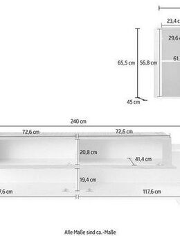 INOSIGN Wohnwand Coro, Anbauwand, Medienwand, (Set, 2-St), Lowboard 4 Fächern Breite 240 und Hängeschrank 6 Fächern Breite 90