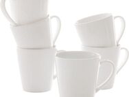 Retsch Arzberg Becher Kaffee-/Henkelbecher HEIKE WEISS 250 ml, konisch, Set 6-tlg. Porzellan, Porzellan, Klassisches Henkelbecher Set für 6 Personen, zeitlos & chic