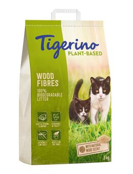 Tigerino Plant-Based Holzfaser Katzenstreu - Natürlicher Holzgeruch, parfümfrei - 25 l (10,3 kg)