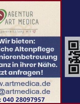 Pflegevermittlung ▻ 24h Private Pflege Betreuung Demenzpflege Altenpflege zu Hause ❤️Haushaltshilfe, Betreuerin oder Altenpflegerin Hamburg Bergedorf Vierlande Kirchwerder Altengamme - Hamburg