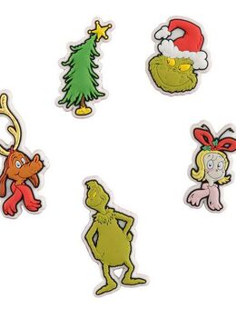 Crocs Schuhanstecker Jibbitz™ The Grinch (Set, 5-tlg., Kein Spielzeug. Nicht für Kinder unter 3 Jahren geeignet), Charm Anstecker mit Grinch Motiven