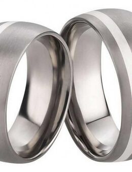 Breite Titanringe mit Silber T058 mit Stein - Aholming