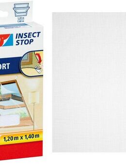 tesa Insektenschutz-Fensterrahmen Insect Stop Comfort Fliegengitter für Fenster - 1.2 m : 1.4 m, (Packung, 1-St., Fliegennetz, Klettband), Insektenschutzgitter für Dachfenster - individuell zuschneidbar -weiß