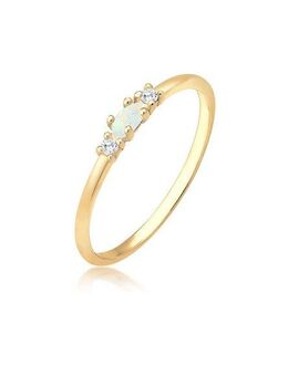 Elli Fingerring Opal Marquise und Zirkonia 925 Sterling Silber