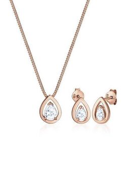 Elli Schmuckset Set Tropfen Zirkonia Weiß 925 Sterling Silber