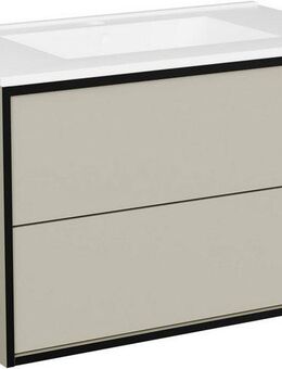 welltime Waschtisch Waschbeckenunterschrank Line mit Waschbecken,Badmöbel,zwei Schubladen, Badschrank mit Waschbecken, Push to open, Maße B/H/T: 61/53/47 cm