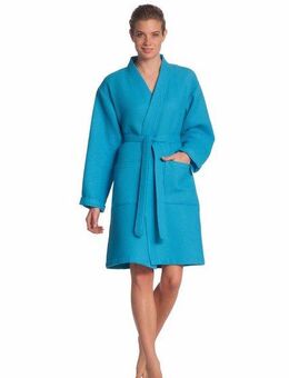 Vossen Unisex-Bademantel Rom, ideal für Sauna & Spa, Hotelbademantel, Morgenmantel, Kurzform, Waffelpiqué, Kimono-Kragen, Gürtel, für Damen & Herren, Waffelpiqué-Struktur, in leichter Qualität