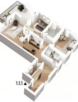 Moderne 3-Zimmer Neubauwohnung mit Balkon - Neubau - 1.1.1 - Ulm