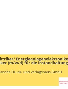 Betriebselektriker/ Energieanlagenelektroniker/ Mechatroniker (m/w/d) für die Instandhaltung - Gießen