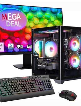 GAMEMAX MegaDeal Infinity Mini SET2630 PC-Komplettsystem (27", AMD Ryzen 5 7500F, RTX 5060, 32 GB RAM, 1000 GB SSD, Windows 11, DDR5 RAM + MSI PRO MP273A Monitor, 69cm (27)