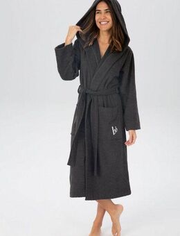 Bruno Banani Unisex-Bademantel Robby, ideal für Sauna & Spa, Hotelbademantel, Morgenmantel, Langform, Walkfrottee, Kapuze, Gürtel, Damen & Herren Bademäntel, Baumwolle, mit Taschen, Reise, Sauna, S-3XL