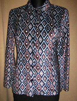 NEU * Edel * schimmernd * Retro- Style * Samt * Hemd- Bluse ''Elements'' Gr. 36- 38/ S * dunkel- hell- himmel- blau * - Riedlingen