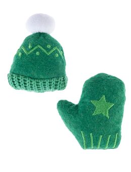 TIAKI Weihnachtliches Katzenspielzeugset Mütze & Handschuh - 2er Set