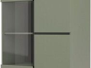 INOSIGN Vitrine Cross, Höhe 183,5 cm, moderne grifflose Standvitrine mit 3 Türen Hochschrank mit viel Stauraum, Glastür und verstellbaren Einlegeböden