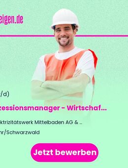 Konzessionsmanager - Wirtschaftsingenieur, Ingenieur, Betriebswirt oder Fachwirt Fachrichtung Energiewirtschaft, Wirtschaft, BWL, Verwaltung o. ä. (m/w/d) Energieversorger - Netzbetrieb - Lahr (Schwarzwald)