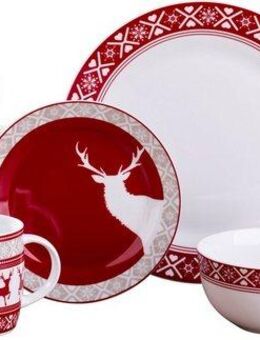 Retsch Arzberg Kombiservice Geschirr-Set, Service Nordic Reindeer, Winter, Advent, Weihnachten (16-tlg), 4 Personen, Porzellan, Rentier-Design, 16 Teile, für 4 Personen