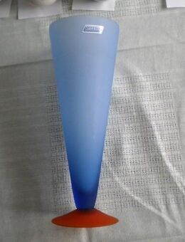 Saphira-Buntglas-Vase,Kristallglas,Alt,ca. 28 cm hoch,oben ca. 10,5 cm Dm. - Linnich