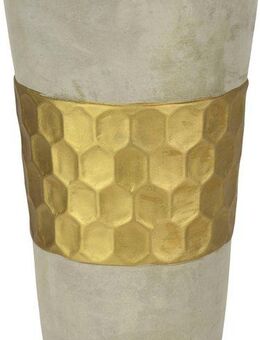 I.GE.A. Dekovase Goldverzierte Blumenvase (1 St), Vase Zylindervase mit goldener Struktur grau gold Betonoptik Tischvase