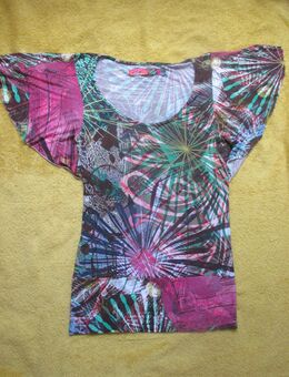NEU * Graffitti- Print * Hippie- Style * Fächer- Kurzarm * T- Shirt * Tunika "Desigual" Gr. 36- 38/ S * grün * braun * beige * pink * bunt  * - Riedlingen