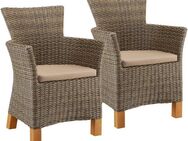 MERXX Gartensessel Toskana (Set, 2-St), 2er Set, Polyrattan/Non-Wood, grau-braun
