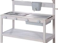 roba® Outdoor-Spielküche Matschküche, grau lasiert, aus Holz Holz, FSC® - schützt Wald - weltweit