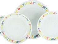 CreaTable Teller-Set Happy Birthday, Tellerset 12-tlg. (12-tlg), 4 Personen, Porzellan, Fröhliches buntes Geschirr, Für alle Geburtstagsfeierlichkeiten