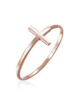 Elli Premium Fingerring Kreuz 750 Rosegold