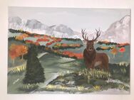 Acrylbild auf Leinwand / Hirsch auf Waldlichtung - Monschau