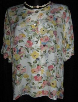 NEU * Edel * Romantik * Blumen * Blüten * Flower- Power * Kragenlose * DESIGNER * Halbarm * Bluse * Gr. 42- 44, 46/ M- L * Pastell * - Riedlingen