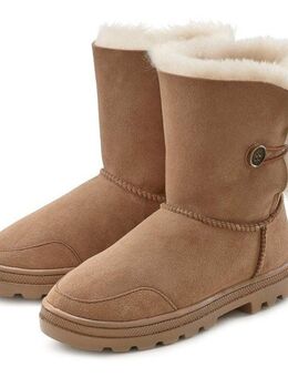 LASCANA Winterstiefel aus kuscheligem Lammfell, robuste Sohle, Winterstiefelette, Snowboots