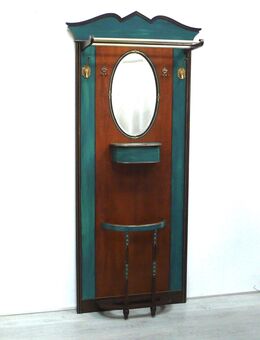 Jugendstil Garderobe Wand Standgarderobe, Eiche + Shabby Türkis 1910er - Sinzig
