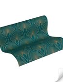 living walls Vliestapete DesignDrop vorgeleimte Tapete Art Deco Design Blau Grün Gold, strukturiert, leicht glänzend, (1 St), Vliestapete vorgekleistert grafisch für Schlafzimmer Wohnzimmer Küche in 00000