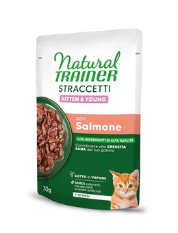Natural Trainer zum Sonderpreis! - 56 x 70 g Straccetti Kitten & Young Streifen in Soße Lachs