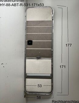 Hymer Wohnwagentür ca 177 x 58 bzw 171 x 53 gebr. Aufbautür mit e - Schotten Zentrum