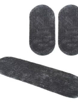 Bruno Banani Hochflor-Bettumrandung Dana Teppich, Kundenliebling, Höhe 30 mm, (3-tlg), unifarben, Mikrofaser, pflegeleicht, Bettvorleger, Schlafzimmer