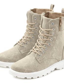 LASCANA Schnürstiefelette zum Schnüren, modische Optik im Combat Look, Reißverschluss-Boots