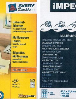Avery Zweckform 3475, Impega 63,5x33,9; 4.800 Etiketten, neu - Mönchengladbach