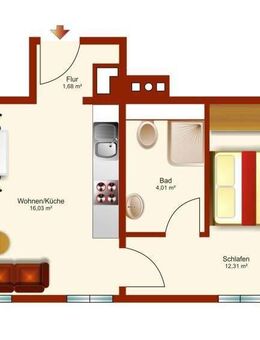 TOP! 2 Zimmer Wohnung im 1.Obergeschoss eines kernsanierten Wohn- und Geschäftshaus in Peißenberg - Peißenberg
