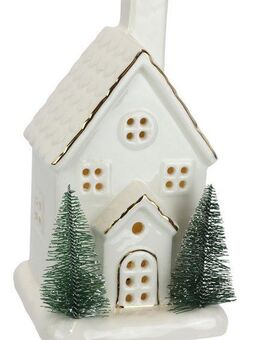 I.GE.A. LED-Dekofigur LED-Haus (1 St), Dekoobjekt LED batteriebetrieben Weiß Gold Weihnachtsdeko