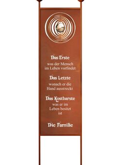 Großer Gartenstecker "Familie edel" Spruchschild Edelrost - Kraftisried