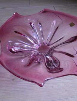 Glas Schale Obstschale 28 cm Handarbeit Czech Republic Rubinglas Deko Zierschale Blüte 18,- - Flensburg