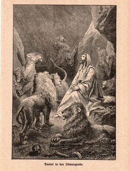 Grafik , Daniel in der Löwengrube. , Religion , Blatt 22,5cm x 15cm , M7 - Görlitz