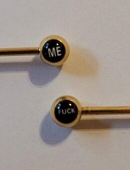 Brustwarzen Piercing " Fu.K - Me." Sexy 2er Set Farbe Gold - Uchte