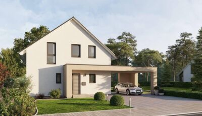 modernes Wohnhaus mit Baugrundstück