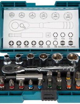 Makita Bit-Set B-54081, 21-St., 21-tlg. inkl. Ratsche und Aufbewahrungskoffer