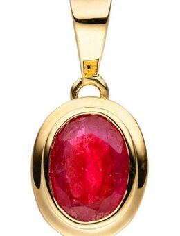 JOBO Kettenanhänger Anhänger oval, 585 Gold mit Rubin