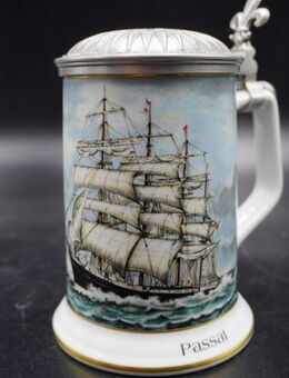Bierkrug Kaiser-Porzellan "Gorch Fock" - Serie "Romantische Seefahrt" - München