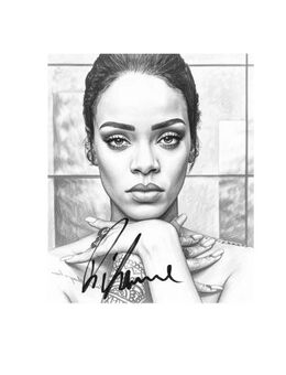 Seltene, handsignierte tzeichnung als Foto von Rihanna 20x20cm - Düsseldorf