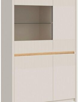 FORTE Vitrine Oak Square Highboard, Beleuchtung, SoftClose